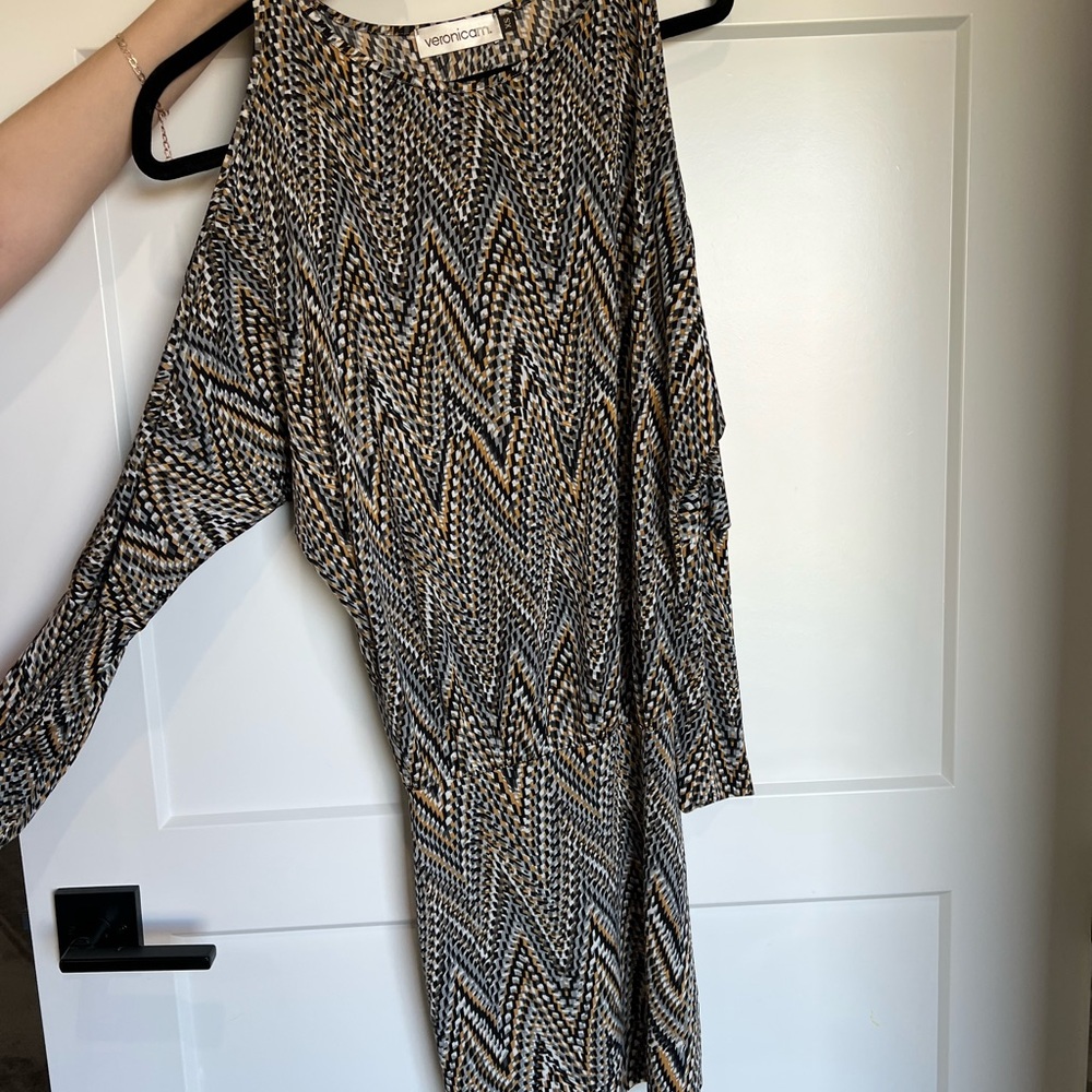 Veronica M Black and Gold Geometric Dress